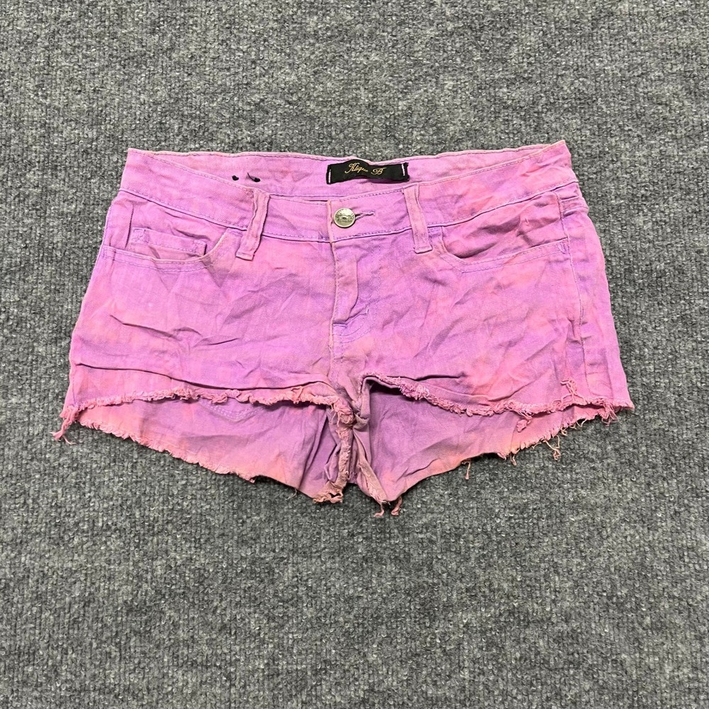 Klique B Shorts Womens Size S Purple Acid Wash Raw Hem Stretch Denim Casual